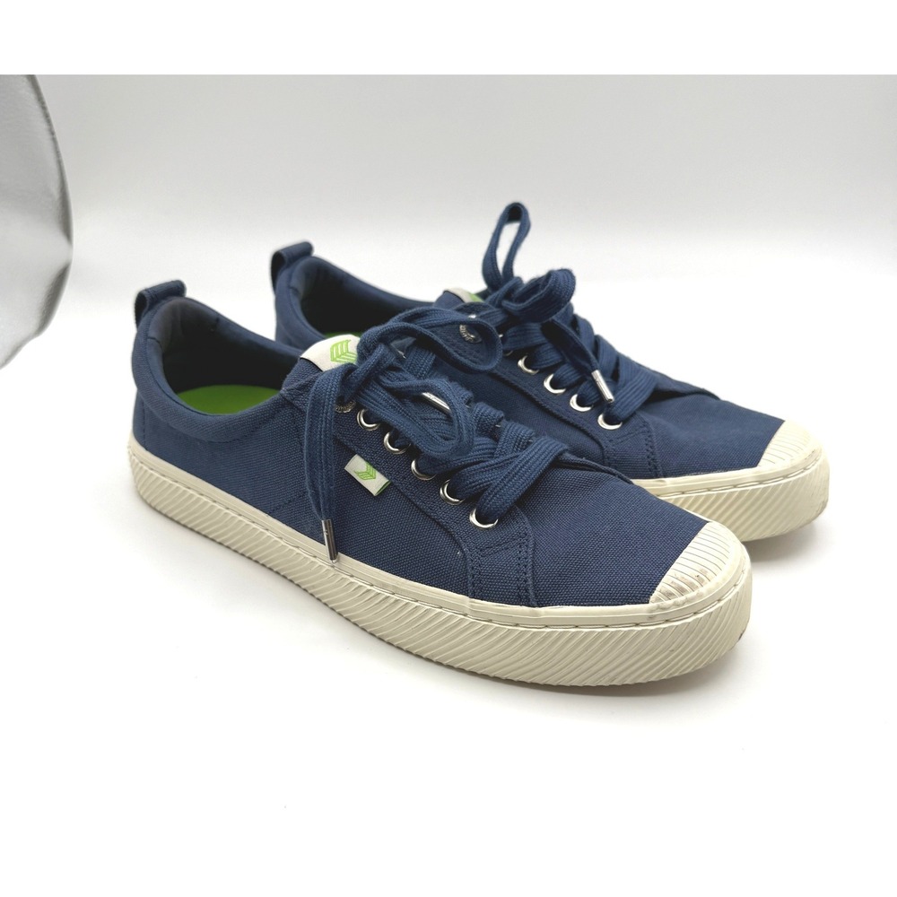 Cariuma OCA Low Sneakers Mens 8 Blue Organic Cotton Canvas Casual Skate Shoes